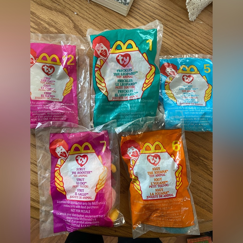 Five McDonalds Vintage Mini Beanie Babies